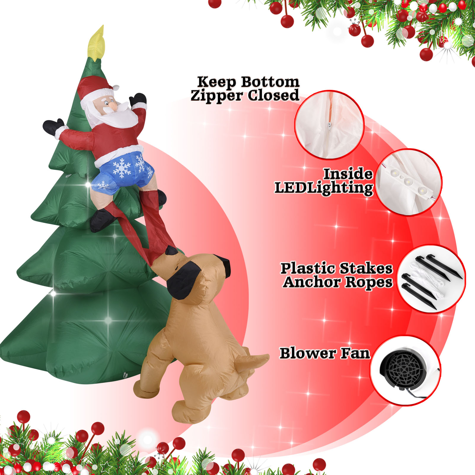 Kerst opblaasbare hond met ker - Neon Sign Party recensie en prijs