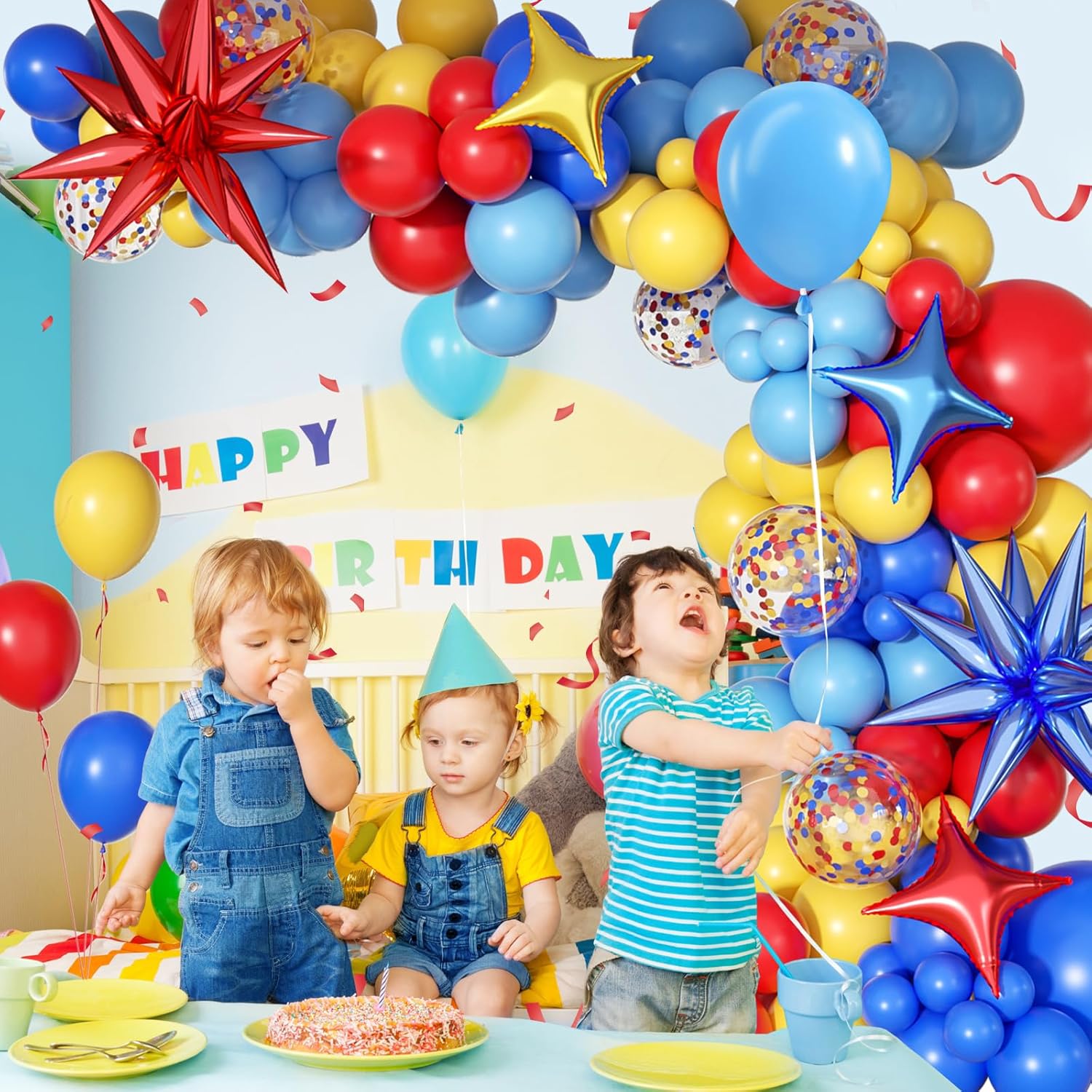 Blauw Rood Geel Regenboog Ball - Balloon Arch Kit recensie en prijs