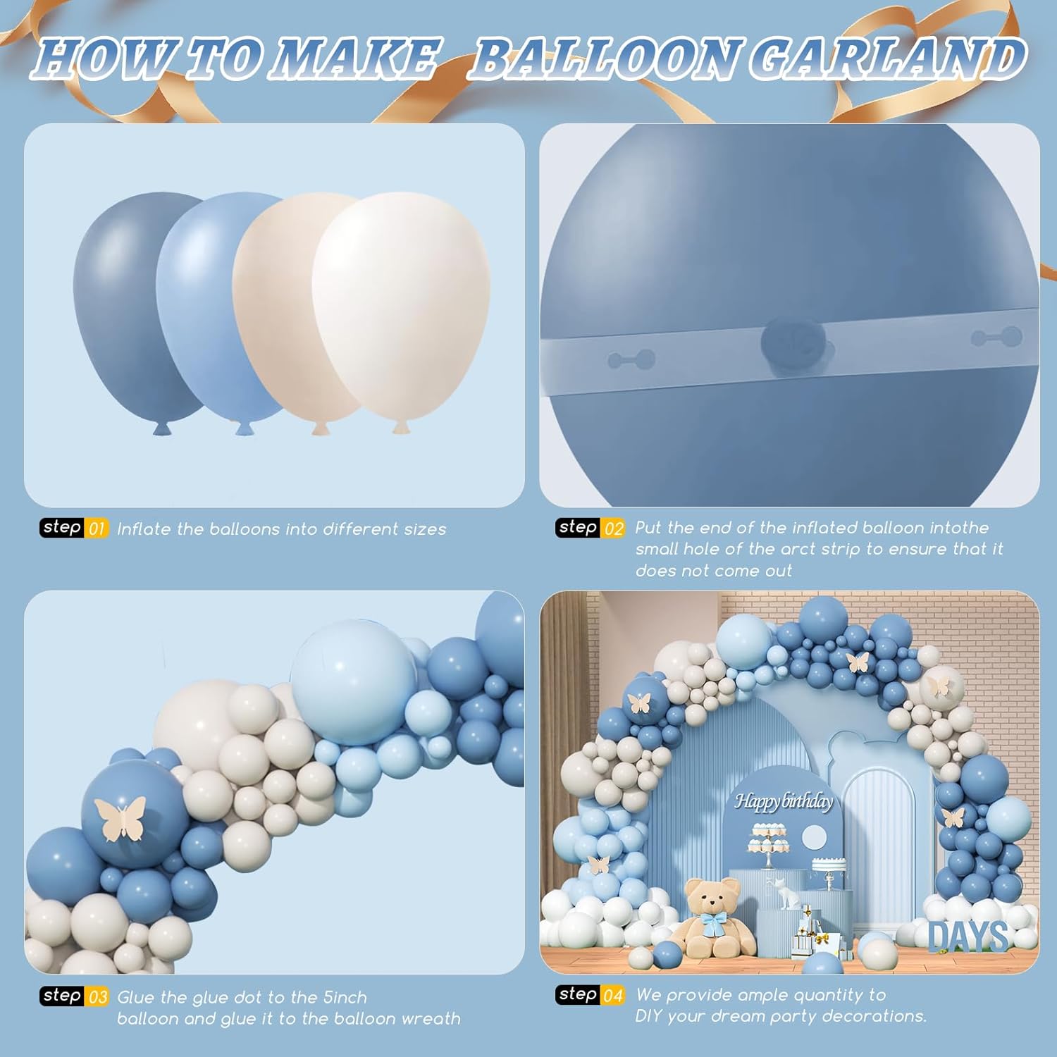 Stoffige Blauwe Zandwitte Late - Balloon Arch Kit recensie en prijs