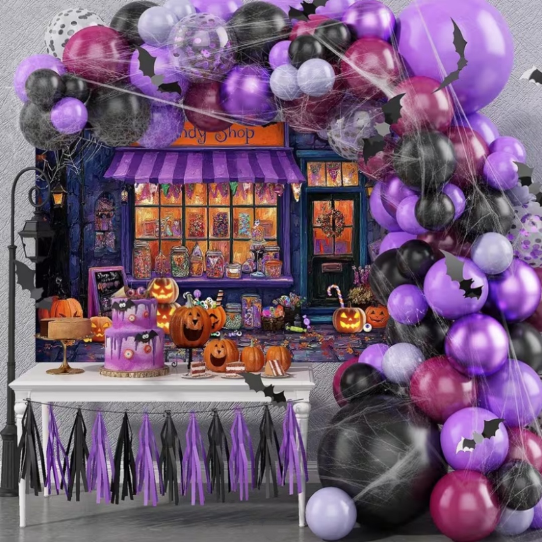 Paarse Halloween Winkel Themaf - Event Party Shop recensie en prijs